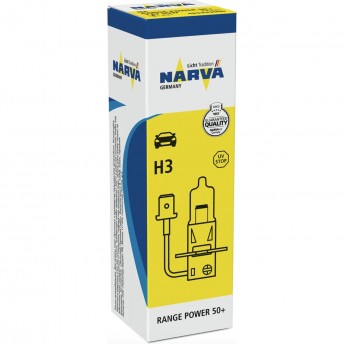 Лампа NARVA RANGE POWER 50+ H3 12V 55W PK22s NVA C1 Лампа NARVA RANGE POWER 50+ H3 12V 55W PK22s NVA C1